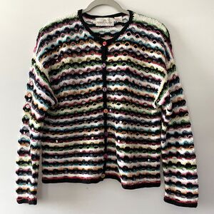 Jane's Closet Open Knit Sequin Stripe Cardigan Multicolor Women's Size L